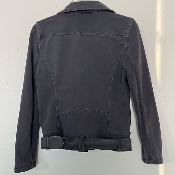 Marrakech Anthropologie Moto Jacket XS Petite Belted Pockets Stretch Fader Gray - Picture 6 of 10